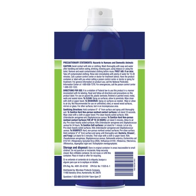 Microban 24 Professional Sanitizing and Disinfecting Spray, Citrus, 15 oz. (30130)
