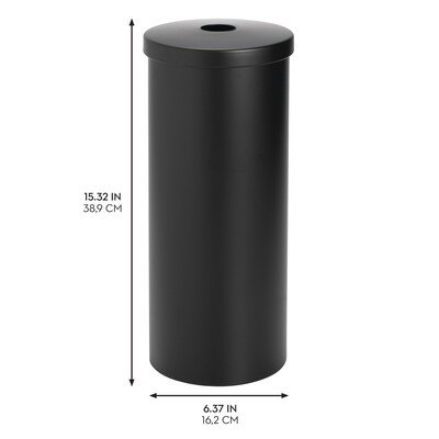 mDesign 3-Roll Steel Toilet Paper Storage Holder with Lid, Matte Black (25975)