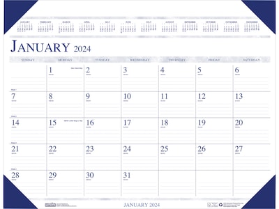 2024 House of Doolittle Executive 24 x 19 Monthly Desk Pad Calendar, White/Blue (180-24)