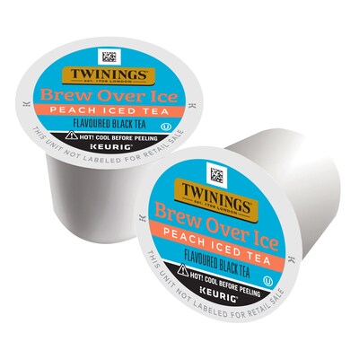 Twinings Brew Over Ice Peach Iced Black Tea, Keurig® K-Cup® Pods, 24/Box (F17280)