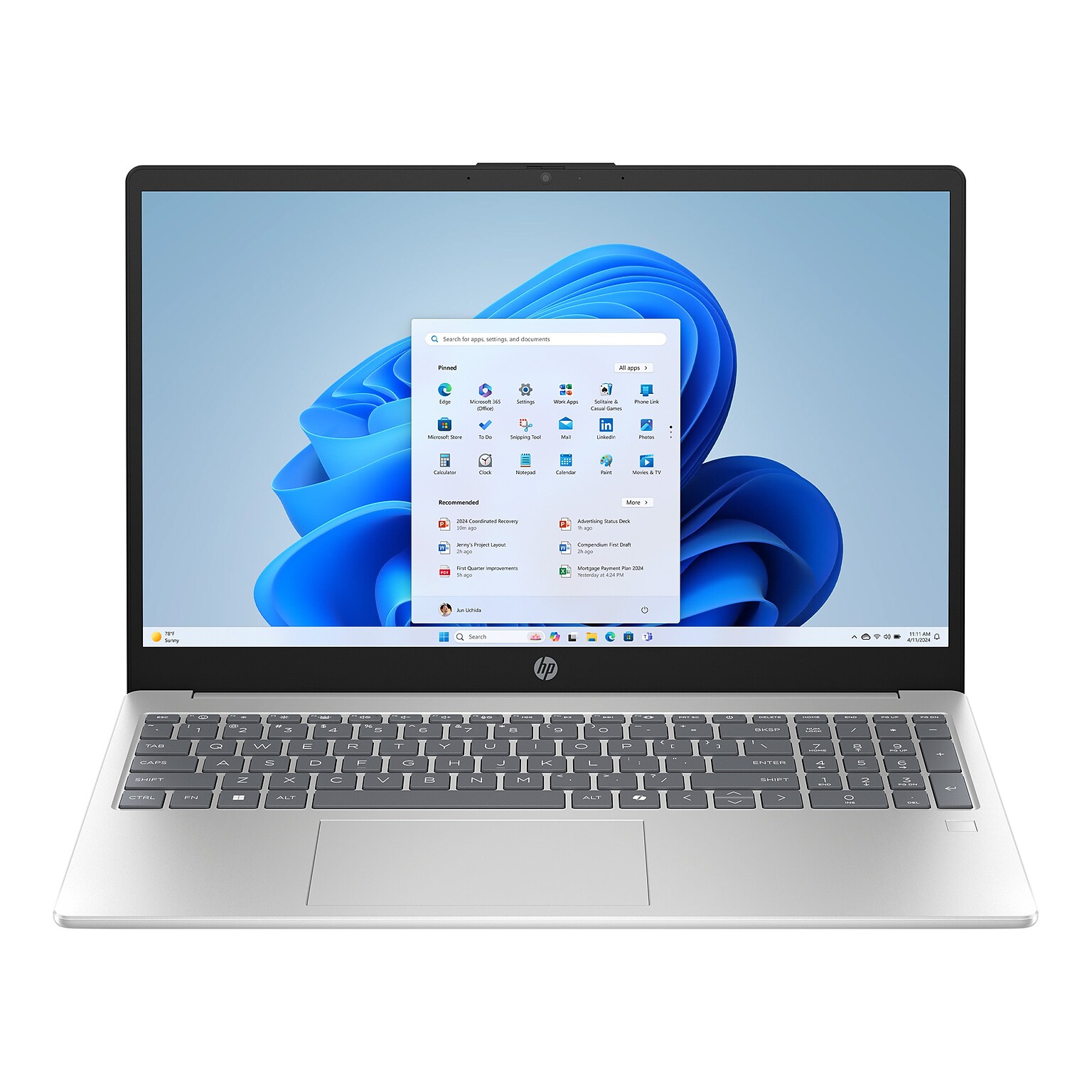 HP 15.6 FHD AI Laptop, Intel Core Ultra  5 225U, 8GB RAM, 512GB SSD, +9 Hour Battery, Windows 11 Home