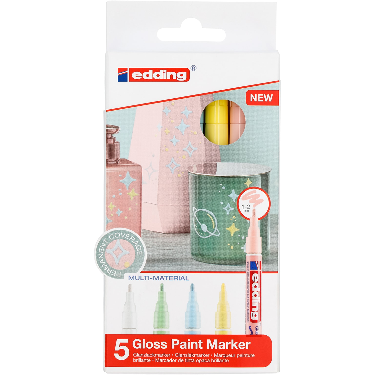 edding 751 Series Oil Based Gloss Paint Marker, Pastel Colors, 5/Pack (EDD47515099)