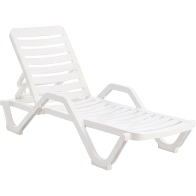 Global Industrial Resin Adjustable Chaise Lounge Chair, White (271666)
