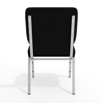Flash Furniture HERCULES Series Fabric Stacking Church Chair, Black/Silver Vein Frame (XUCH60096BKSV)