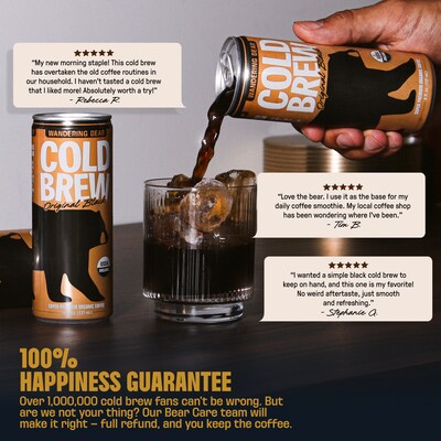 Wandering Bear Straight Black Cold Brew Coffee, 8 oz., 12/Carton (WBC00019)