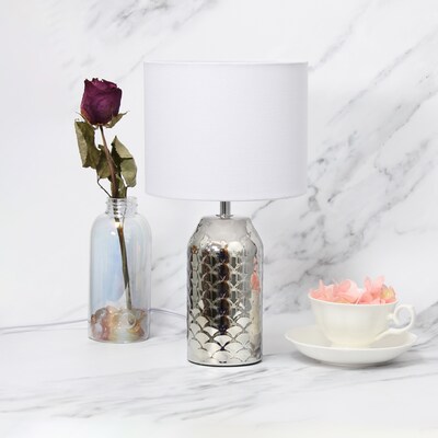 Simple Designs Whimsical Wave 13.4" LED Table Lamp, Chrome Base/White Shade (LT2123-CHR)