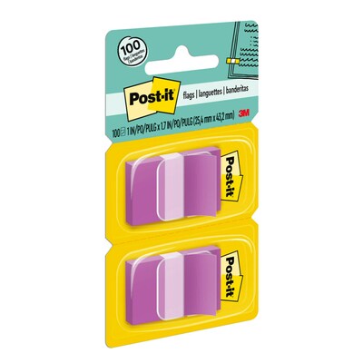 Post-it Flags, 1" Wide, Purple, 100 Flags/Pack (680-PE)