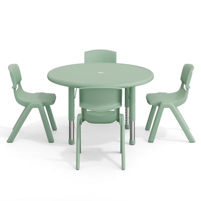 Flash Furniture Emmy 33" Round Activity Table Set, Height Adjustable, Sage (YCX73RNDTBSGEE)