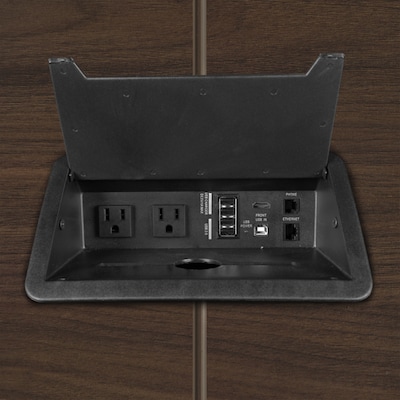 Regency Array 144"W x 48"D Conference Table with Grommet, Neo Walnut/Black (ACT14448NWBK)
