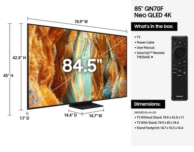 Samsung Neo QN70F 85" Smart QLED 4K UHD AI Enabled TV (QN85QN70FAFXZA)