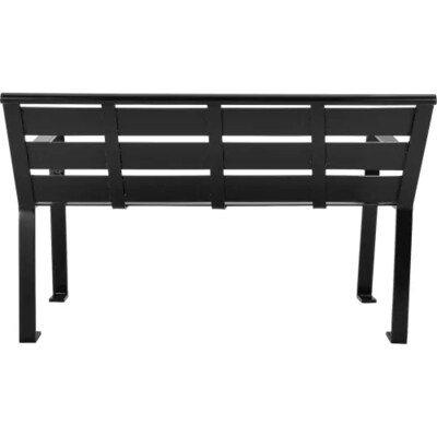 Global Industrial 4' Outdoor Horizontal Steel Slat Park Bench w/ Back, Black (436974BK)