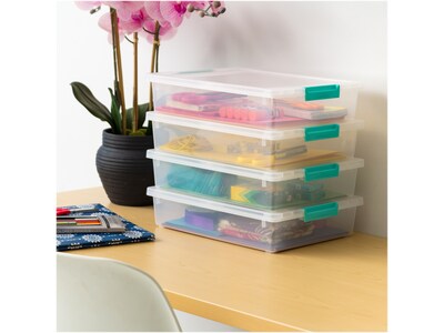 IRIS Stack & Pull Clear Plastic Storage Boxes with Gray Lid