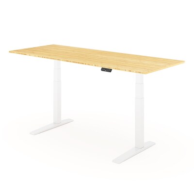 FlexiSpot E7 Pro 78W Electric Adjustable Standing Desk, Bamboo/White (E7WPRO7830LBZB)