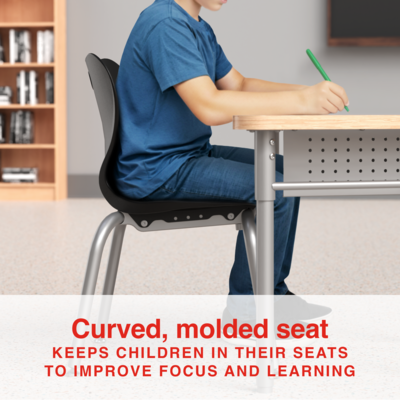 Staples Polypropylene 16" Student Chair, Black, 4/Box (ST63541)