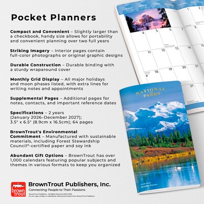 2026-2027 BrownTrout National Parks 3.5" x 6.5" Monthly Planner (9798330704798)