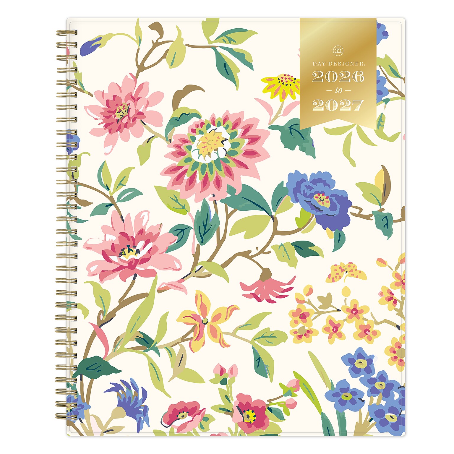 2026-2027 Blue Sky Day Designer Floral Cream 8 x 11 Academic Year Weekly & Monthly Planner, Plastic Cover (161592)