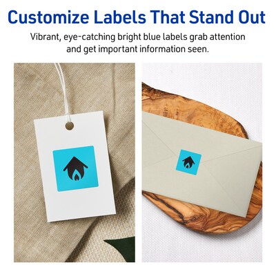 Avery Laser/Inkjet Multipurpose Square Labels, 1.5" x 1.5", Bright Blue, 400/Pack (94106)