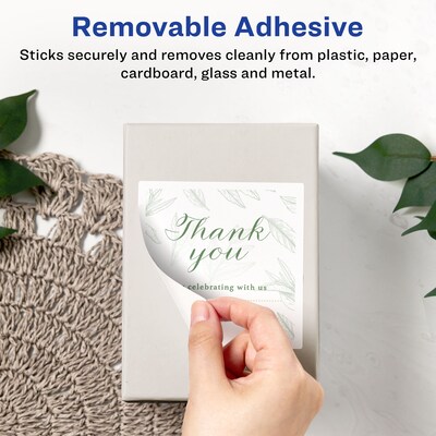 Avery Laser/Inkjet Square Removable Labels, 4 x 4, White, 200 Labels/Box (94100-RMP50)