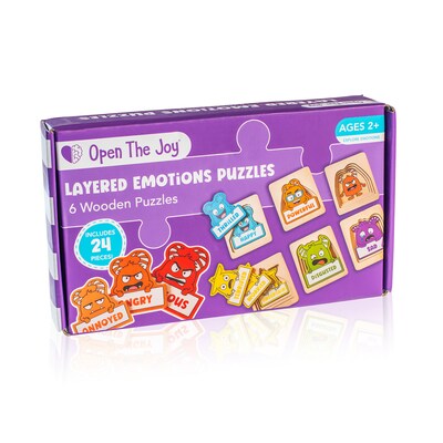Open the Joy Layers of Emotions Puzzles, Multicolored, 24/Set (OTJLAYPUZPK)
