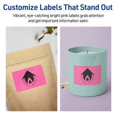Avery Laser/Inkjet Rectangle Multipurpose Labels, 1.5" x 3.75", Bright Pink, 400/Pack (94205)