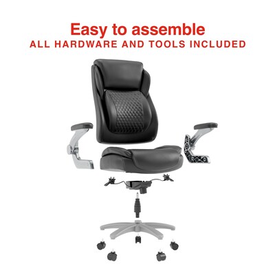 Staples Randolph Ergonomic Bonded Leather Executive Big & Tall Chair, 400 lb. Capacity, Black (ST62818)