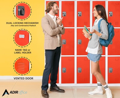 AdirOffice 72 3-Tier Red Storage Locker (629-203-RED)