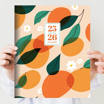 2025-2026 TF Publishing Oranges and Peaches 9" x 11" Academic Year Monthly Planner, Paperboard Cover, Multicolored (AY26-4508)