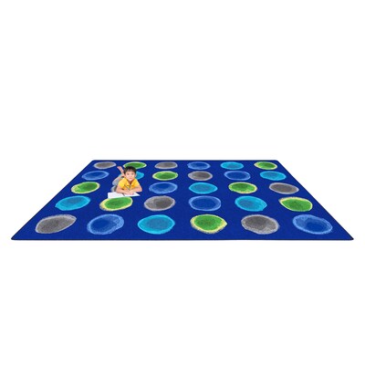 Joy Carpets Watercolor Spots Nylon 7'8" x 10'9" Machine Tufted Rug, Marine (2143D-02)