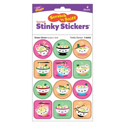 Trend Enterprises Totally Ramen Green Onion Scent Scratch 'n Sniff Stinky Stickers, Multicolored, 48/Pack, 6/Packs/Bundle