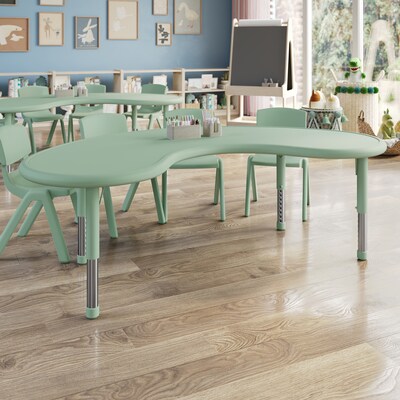 Flash Furniture Wren Half Moon Activity Table, 35 x 65, Height Adjustable, Sage (YUYCX042MOONSGE)
