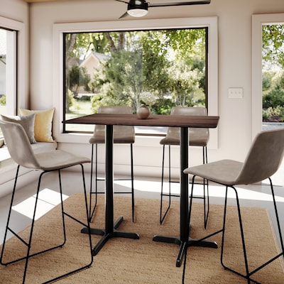 Flash Furniture Acadia Wooden Dining Table with X-Bases, 30"D x 48"W, Dark Brown/Black Base (ST3048WBRT2230B)