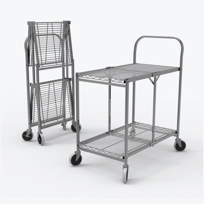 Luxor 2-Shelf Collapsible Wire Multi-Purpose Utility Cart, Chrome (WSCC-2)