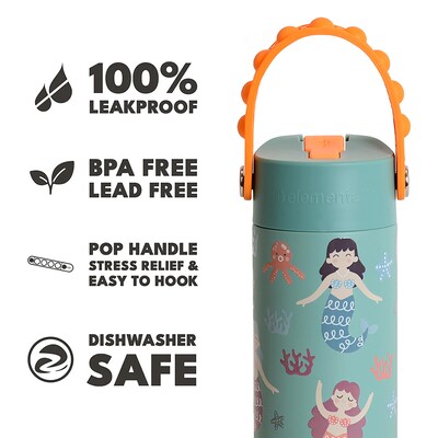 Elemental Core Pop Stainless Steel Double Wall Insulated Water Bottle, 18 oz., Mermaid Sisters (EBC1