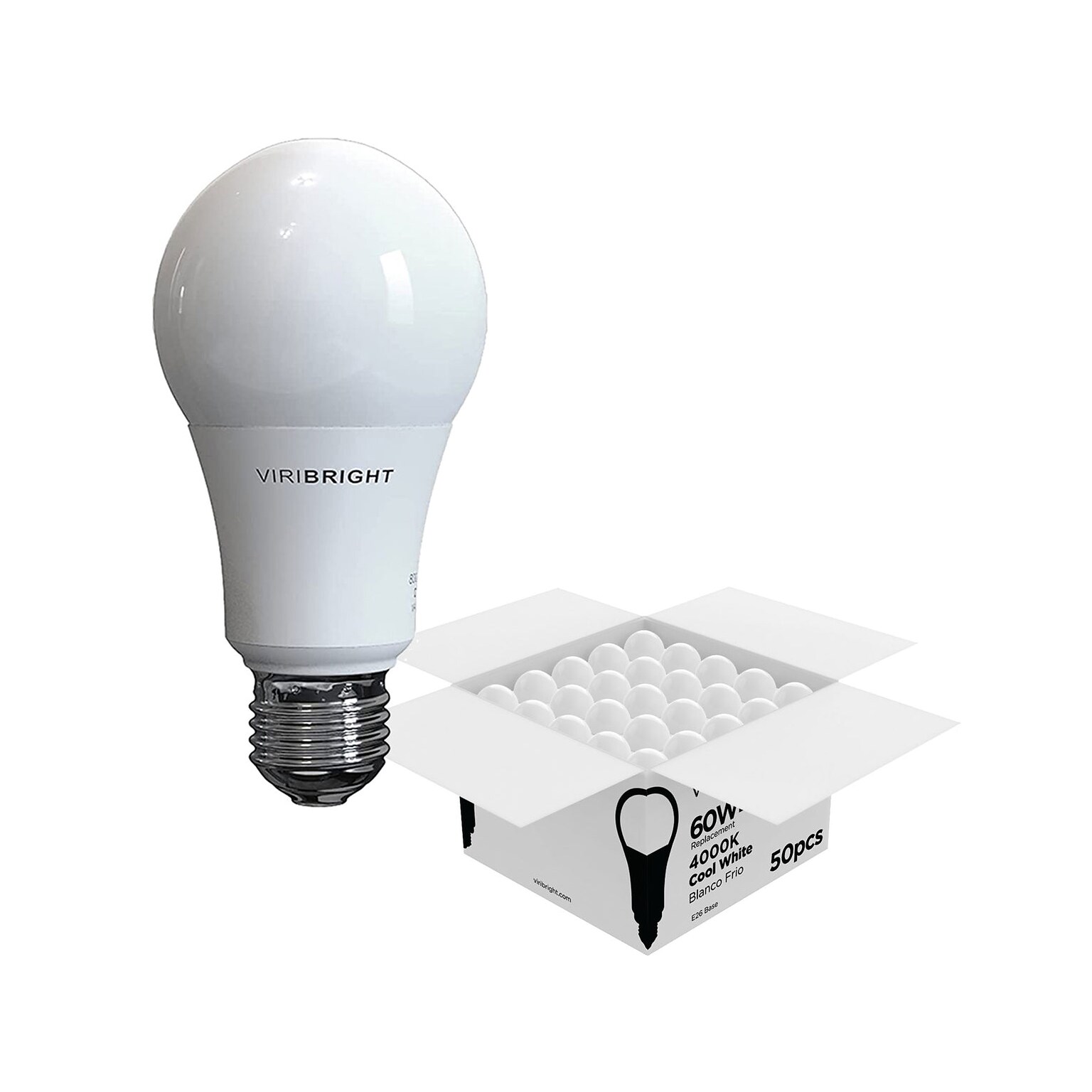 Viribright Pro 9-Watt Cool White LED General-Purpose Bulb, 48/Box (640339-50P)