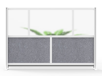 Luxor Modular Room Divider Starter Wall, 48H x 70W, Gray PET/Frosted Acrylic (MW-7048-FCG)