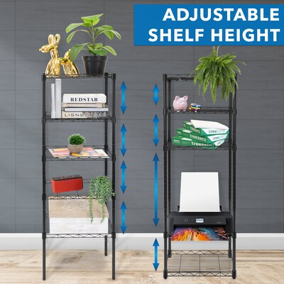 Mount-It! 5-Tier Metal Shelving Unit, Holds 88 lbs per shelf, Black (MI-7861)