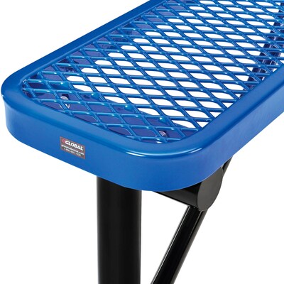 Global Industrial 4' Outdoor Steel Flat Bench, Expanded Metal, Blue (695741BL)