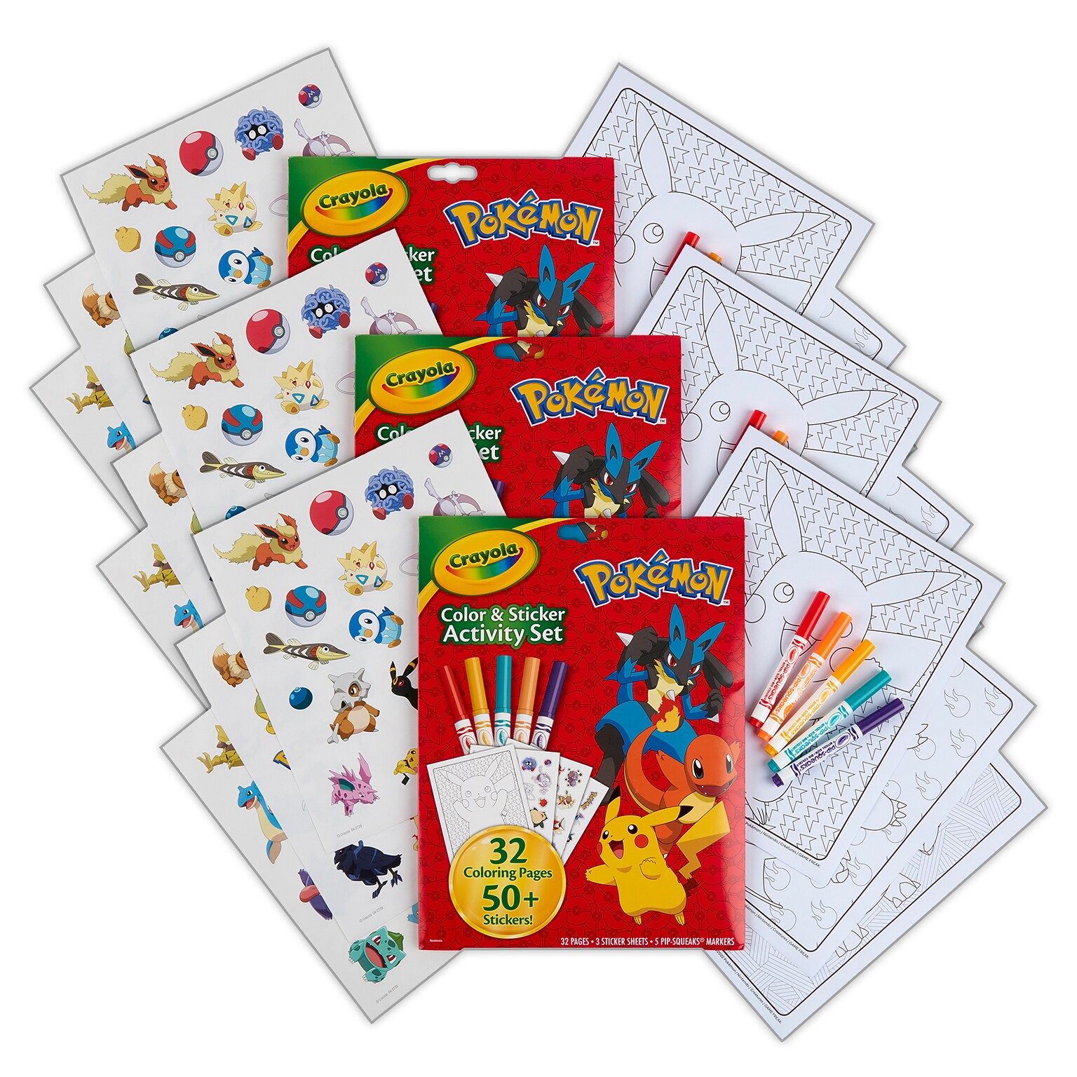 Crayola Color & Sticker: Pokemon Activity Book, 3 Set/Bundle (BIN042739-3)