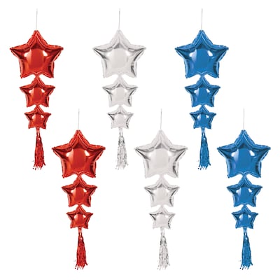 Beistle Fourth of July Star Balloons with Tassels, 2/Pack (56205-RSB)