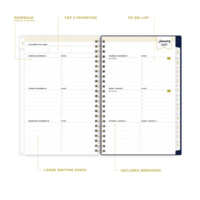 2027 Blue Sky Day Designer Meadow Blue 5 x 8 Calendar Year Weekly & Monthly Planner, Plastic Cover, Blue (147224-27)