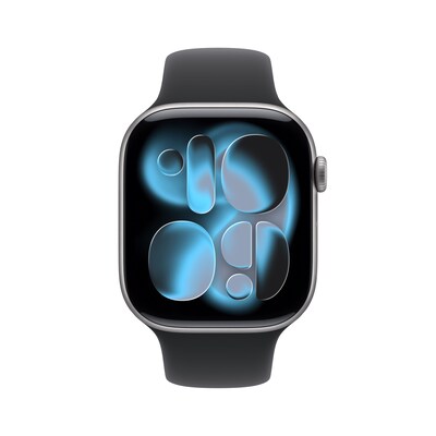 Apple Watch Series 11 GPS Smartwatch, 46mm, Space Gray Aluminum Case with Black Sport Band, Medium/Large (MEV44LW/A)