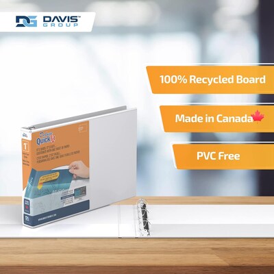 Davis Group QuickFit Heavy Duty 1" 3-Ring Standard Binders, White, 4/Pack (97110-04)