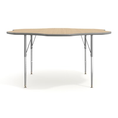 Flash Furniture Wren 60" Flower Activity Table, Height Adjustable, Light Natural Top/Silver Frame (XUA60FLRLNTA)
