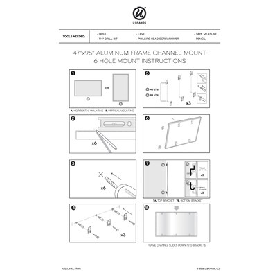 U Brands Steel Dry-Erase Whiteboard, Aluminum Frame, 8' x 4' (2891U00-01)