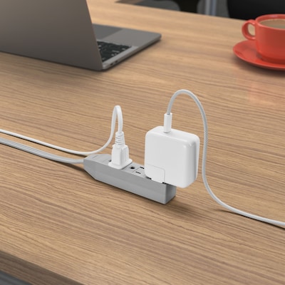 Staples TECH 15' Extension Cord, 3-Outlet, 16 AWG, Gray, 2/Pack (ST62347)