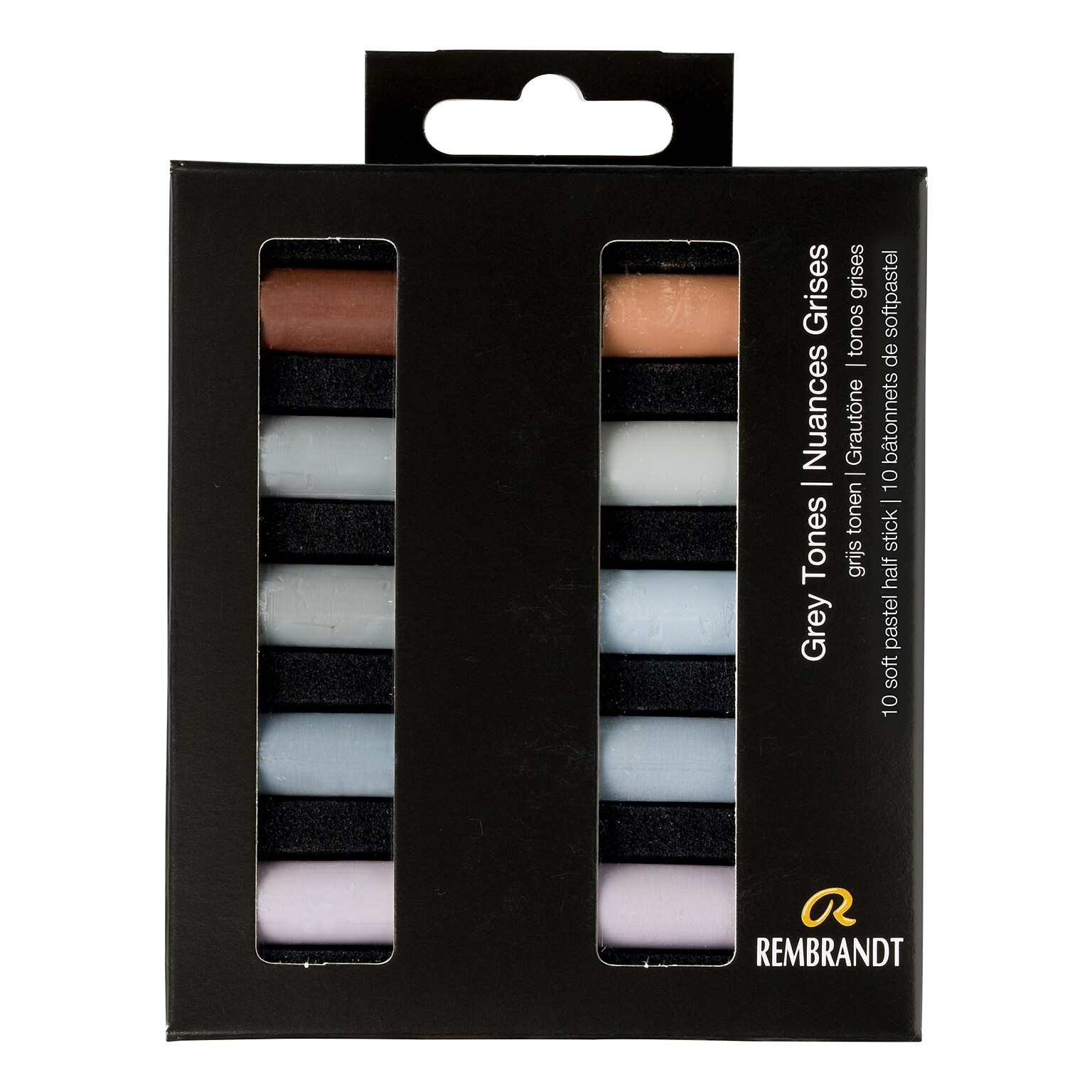 Rembrandt Soft Half Stick Pastel Gray Tones Micro Set, Assorted Colors, 10/Set (RBX31821004)