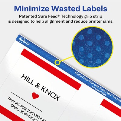 Avery Laser/Inkjet Multipurpose Square Labels, 3" x 3", Clear, 60 Labels/Pack (94101)
