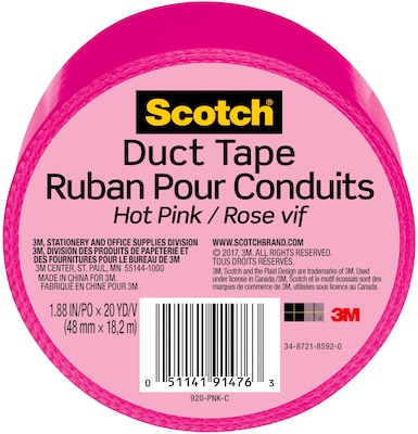 Scotch Duct Tape, 1.88 x 20 yds., Pink (920-PNK-C)