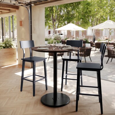 Flash Furniture Acadia 36 Round Wooden Dining Table, Dark Brown/Black Base (STRD36WBRTR24B)