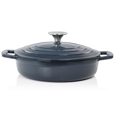 MegaChef Cast Iron 2 Quart Dutch Oven, Dark Blue (936119981M)